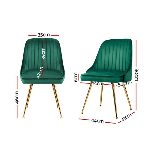 Artiss Dining Chairs Set of 4 Velvet Channel Tufted Green.