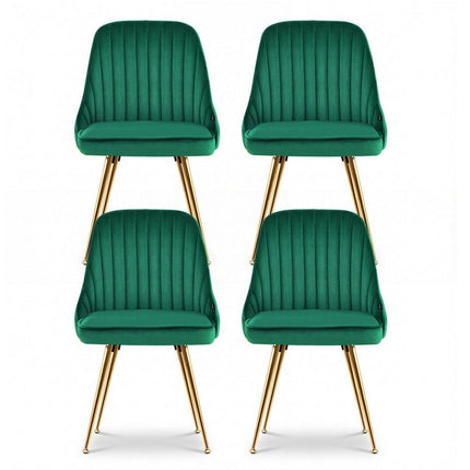 Artiss Dining Chairs Set of 4 Velvet Channel Tufted Green.