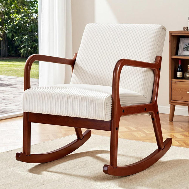 Artiss Rocking Armchair Nursing Chair Corduroy Beige.