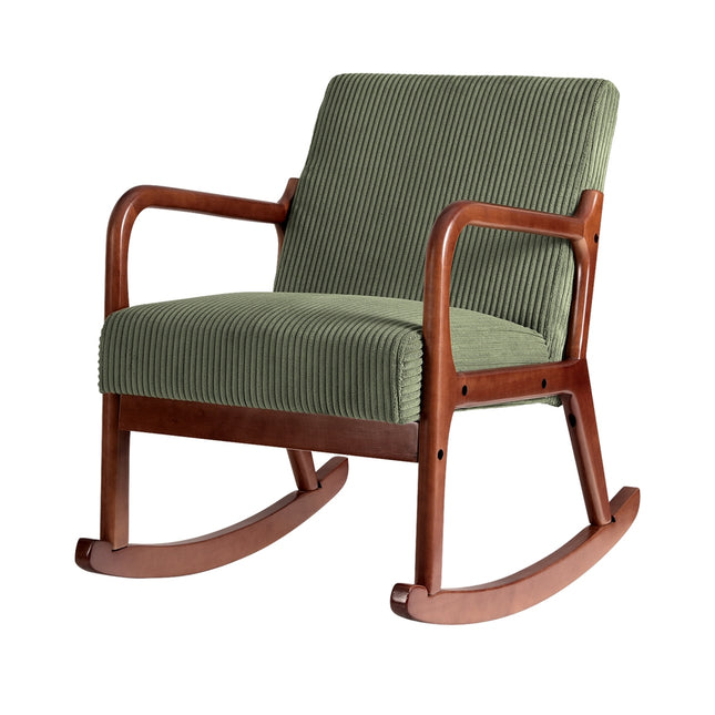 Artiss Rocking Armchair Nursing Chair Corduroy Green.