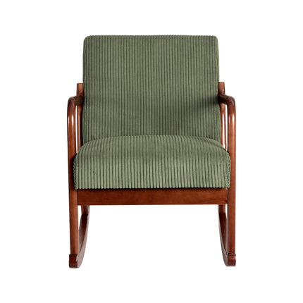 Artiss Rocking Armchair Nursing Chair Corduroy Green.