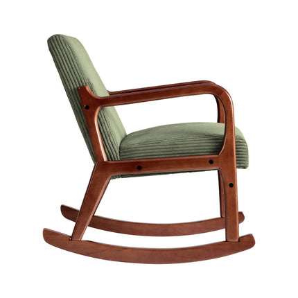 Artiss Rocking Armchair Nursing Chair Corduroy Green.
