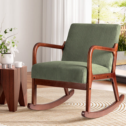 Artiss Rocking Armchair Nursing Chair Corduroy Green.