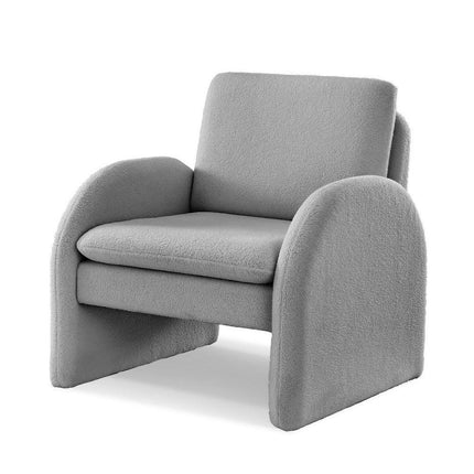 Artiss Armchair Accent Chair Lounge Tub Sofa Couch Curved Arm Seat Boucle Grey.