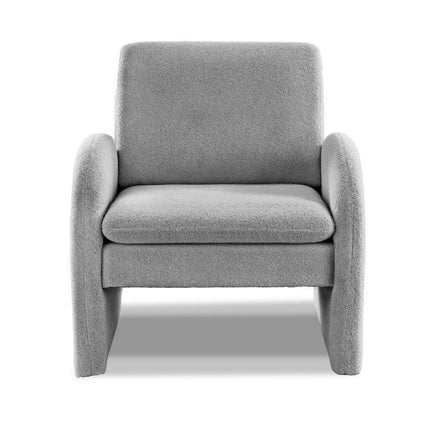 Artiss Armchair Accent Chair Lounge Tub Sofa Couch Curved Arm Seat Boucle Grey.