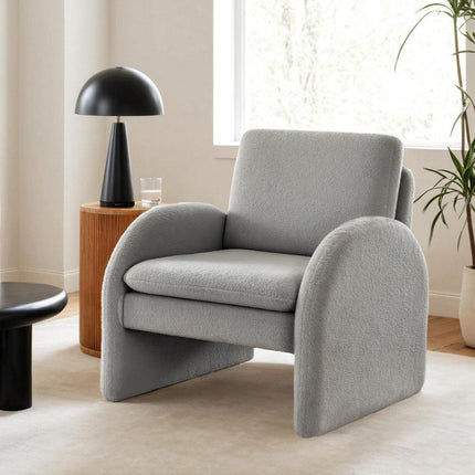 Artiss Armchair Accent Chair Lounge Tub Sofa Couch Curved Arm Seat Boucle Grey.