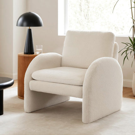 Artiss Armchair Accent Chair Lounge Tub Sofa Couch Curved Arm Seat Boucle White.