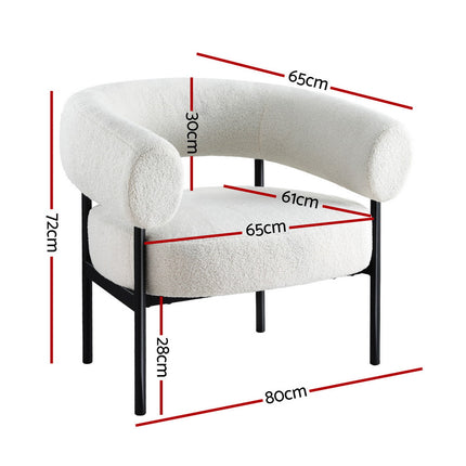 Artiss Armchair Accent Chair Curved Boucle White.