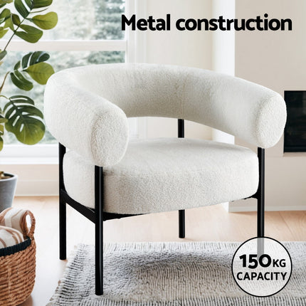 Artiss Armchair Accent Chair Curved Boucle White.