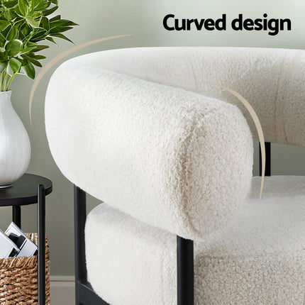 Artiss Armchair Accent Chair Curved Boucle White.