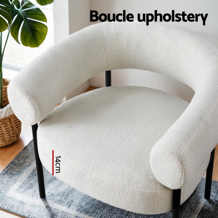 Artiss Armchair Accent Chair Curved Boucle White.