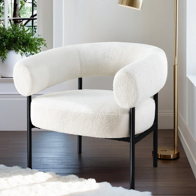 Artiss Armchair Accent Chair Curved Boucle White.