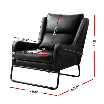 Artiss Armchair Accent Chair PU Leather Wingback Black.