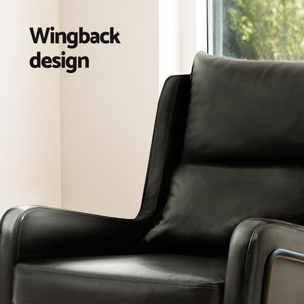 Artiss Armchair Accent Chair PU Leather Wingback Black.