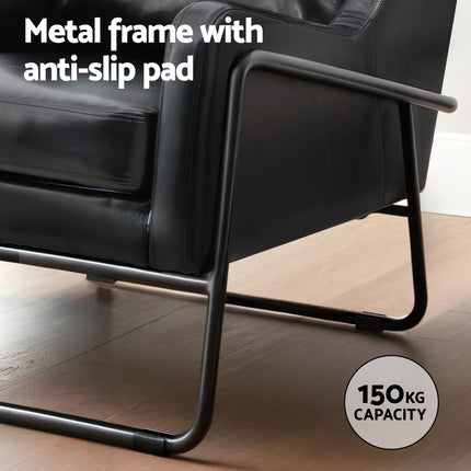 Artiss Armchair Accent Chair PU Leather Wingback Black.