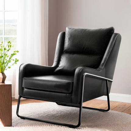 Artiss Armchair Accent Chair PU Leather Wingback Black.
