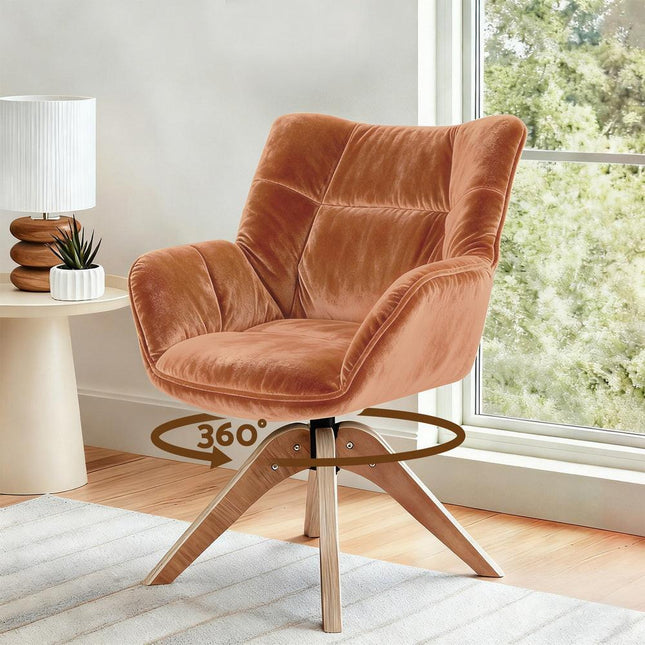 Artiss Swivel Chair Armchair Nursing Velvet Brown.