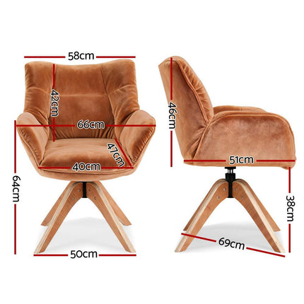 Artiss Swivel Chair Armchair Nursing Velvet Brown.