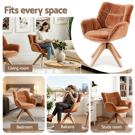 Artiss Swivel Chair Armchair Nursing Velvet Brown.