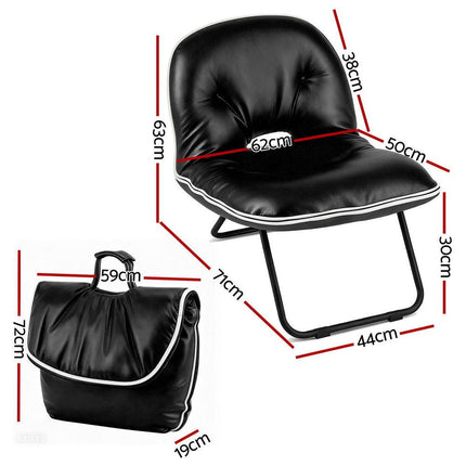 Artiss Foldable Chair 2-In-1 Armchair Lounge Chair Portable Black.