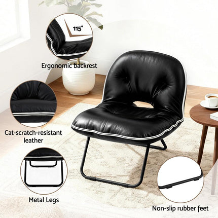 Artiss Foldable Chair 2-In-1 Armchair Lounge Chair Portable Black.