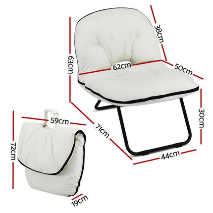 Artiss Foldable Chair 2-In-1 Armchair Lounge Chair Portable White.