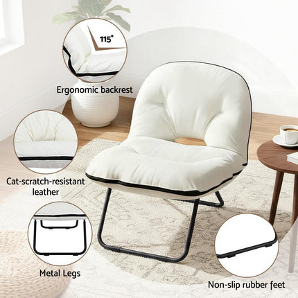 Artiss Foldable Chair 2-In-1 Armchair Lounge Chair Portable White.