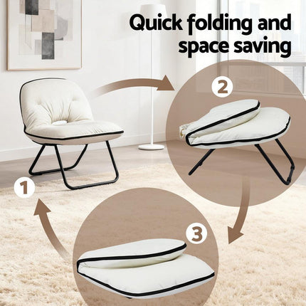 Artiss Foldable Chair 2-In-1 Armchair Lounge Chair Portable White.