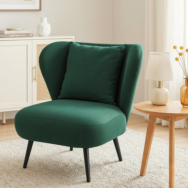 Artiss Armchair Accent Chair Lounge Tub Sofa Couch Corduroy Velvet Green.