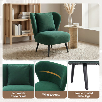 Artiss Armchair Accent Chair Lounge Tub Sofa Couch Corduroy Velvet Green.
