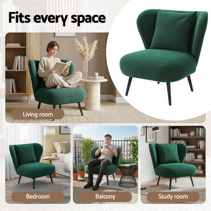 Artiss Armchair Accent Chair Lounge Tub Sofa Couch Corduroy Velvet Green.