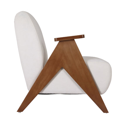 Artiss Armchair Accent Chair Sturdy Upholstered Solid Wood Chenille Fabric White.