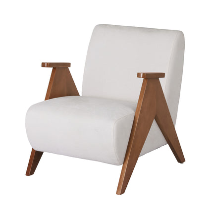 Artiss Armchair Accent Chair Sturdy Upholstered Solid Wood Chenille Fabric White.