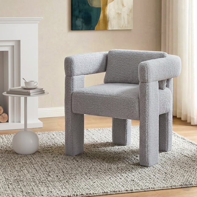 Artiss Armchair Accent Chair Lounge Sofa Couch Boucle Fabric Grey.