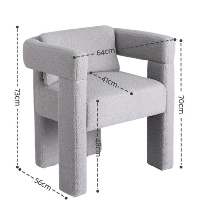Artiss Armchair Accent Chair Lounge Sofa Couch Boucle Fabric Grey.