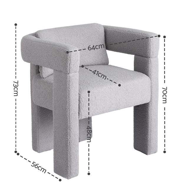 Artiss Armchair Accent Chair Lounge Sofa Couch Boucle Fabric Grey.