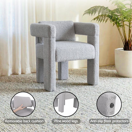 Artiss Armchair Accent Chair Lounge Sofa Couch Boucle Fabric Grey.
