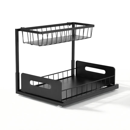 Artiss Under Sink Organizer Storage L Shape 1 Pull Out Drawers Kitchen Cabinet Shelf.