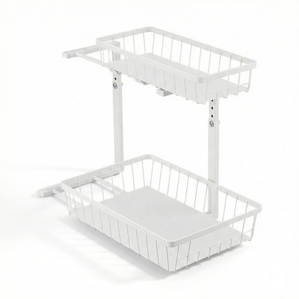 Artiss Under Sink Organizer Storage with 2 Slide Out Drawers 5 Adjustable Height Bathroom Kitchen Cabinet.