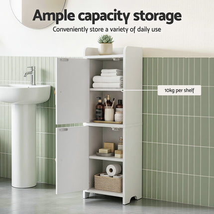 Artiss Bathroom Storage Cabinet 2-Tier Slim Toilet Organizer Adjustable White.