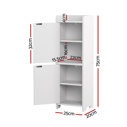 Artiss 2x Bathroom Storage Cabinet 2-Tier Slim Toilet Organizer Adjustable White.