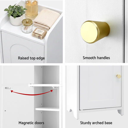 Artiss 2x Bathroom Storage Cabinet 2-Tier Slim Toilet Organizer Adjustable White.