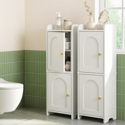 Artiss 2x Bathroom Storage Cabinet 2-Tier Slim Toilet Organizer Adjustable White.