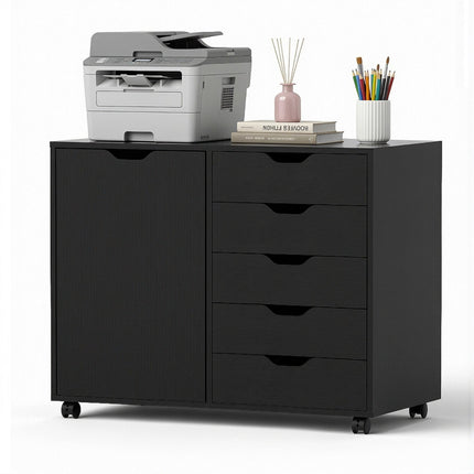 Artiss Mobile Filing Cabinet 5 Drawer with Door Modern Storage Cabinet Printer Stand.