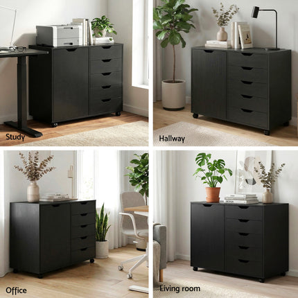Artiss Mobile Filing Cabinet 5 Drawer with Door Modern Storage Cabinet Printer Stand.