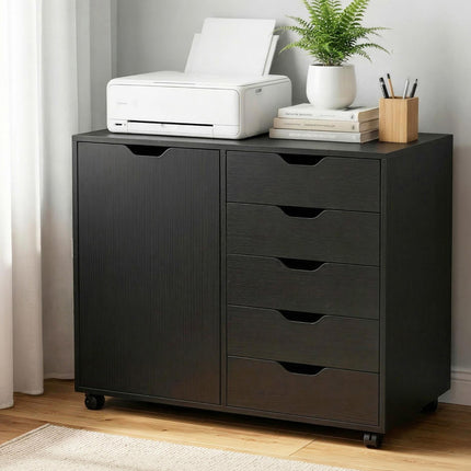 Artiss Mobile Filing Cabinet 5 Drawer with Door Modern Storage Cabinet Printer Stand.