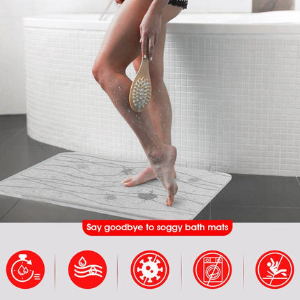 Hivvago Diatomaceous Earth Stone Bath Mat Fast Drying Non Slip Bathroom Mat.