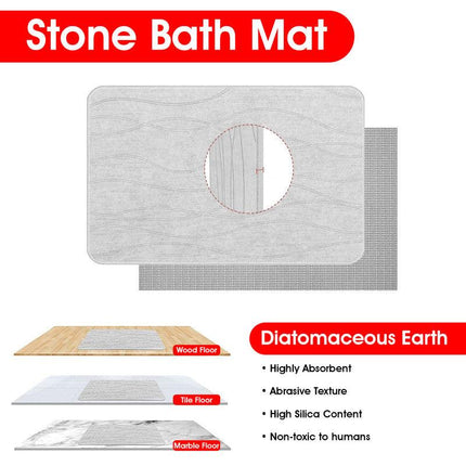 Hivvago Diatomaceous Earth Stone Bath Mat Fast Drying Non Slip Bathroom Mat.
