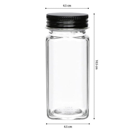 Hivvago 12 Pack Glass Spice Jar Set 120ml Airtight Square Jars with Shaker Lids Labels Funnel and Brush.