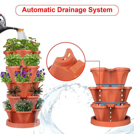 Hivvago 5-Tier Vertical Garden Planter – Stackable Indoor/Outdoor Pot with Base.